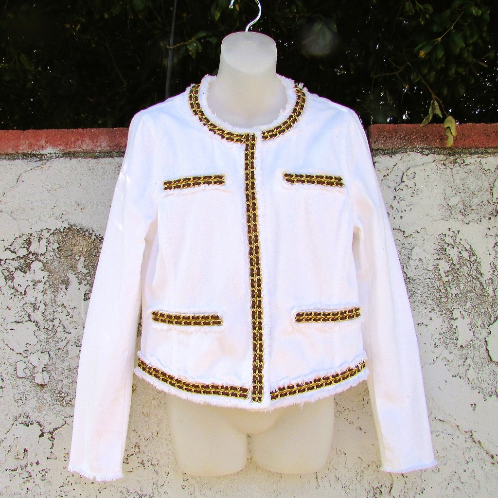 M Michael Kors Brown Gold Chain White Jacket 12